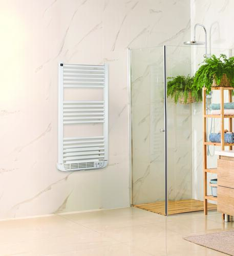 Sèche-serviettes électrique avec soufflerie 1500W, H:99,2 x l:50 cm, blanc - Calima, Deltacalor